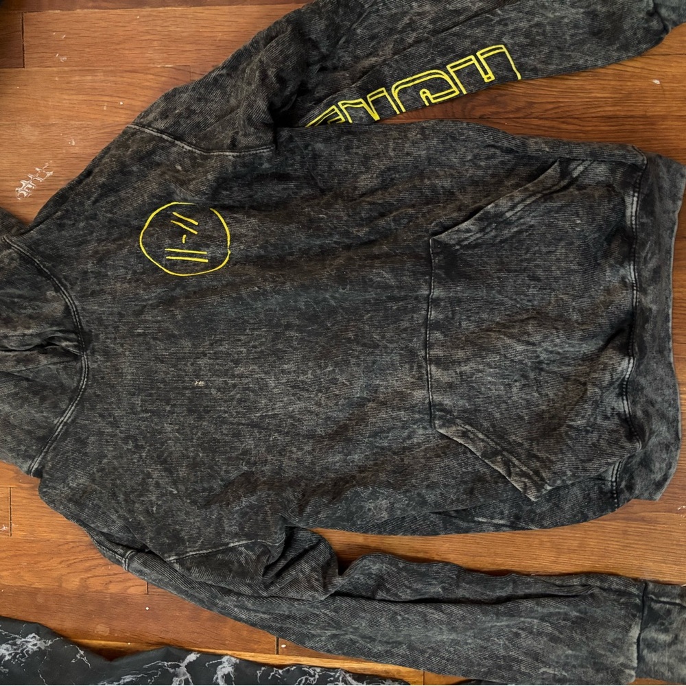 Black Hoodie with Yellow Graphic